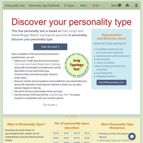 persontypetest|Personality test based on C. Jung and I. Briggs Myers。